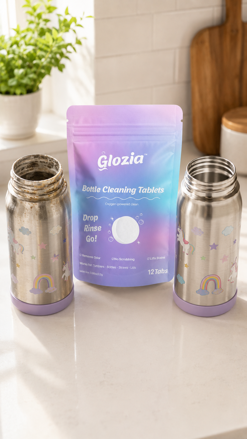 Glozia bag before and after
